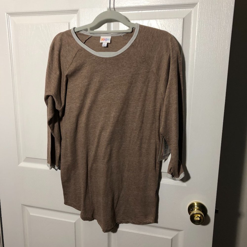 LulaRoe women brown long sleeve tshirt, L NWT